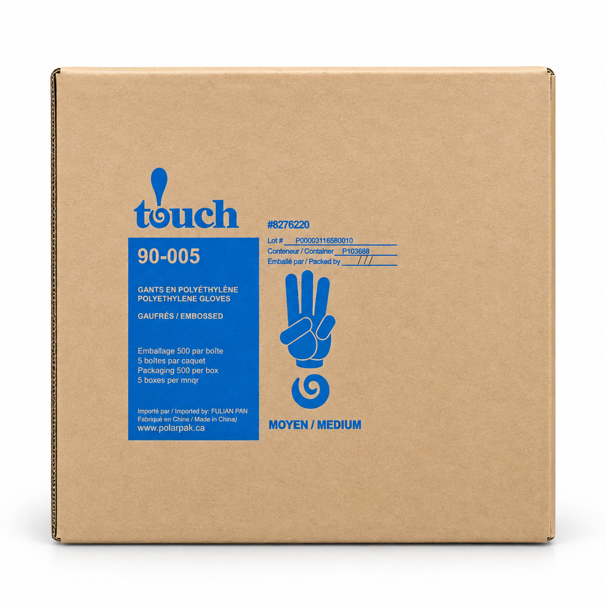 Touch polyethylene disposable gloves packaging