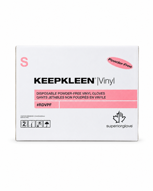 KeepKleen powder-free clear vinyl gloves small