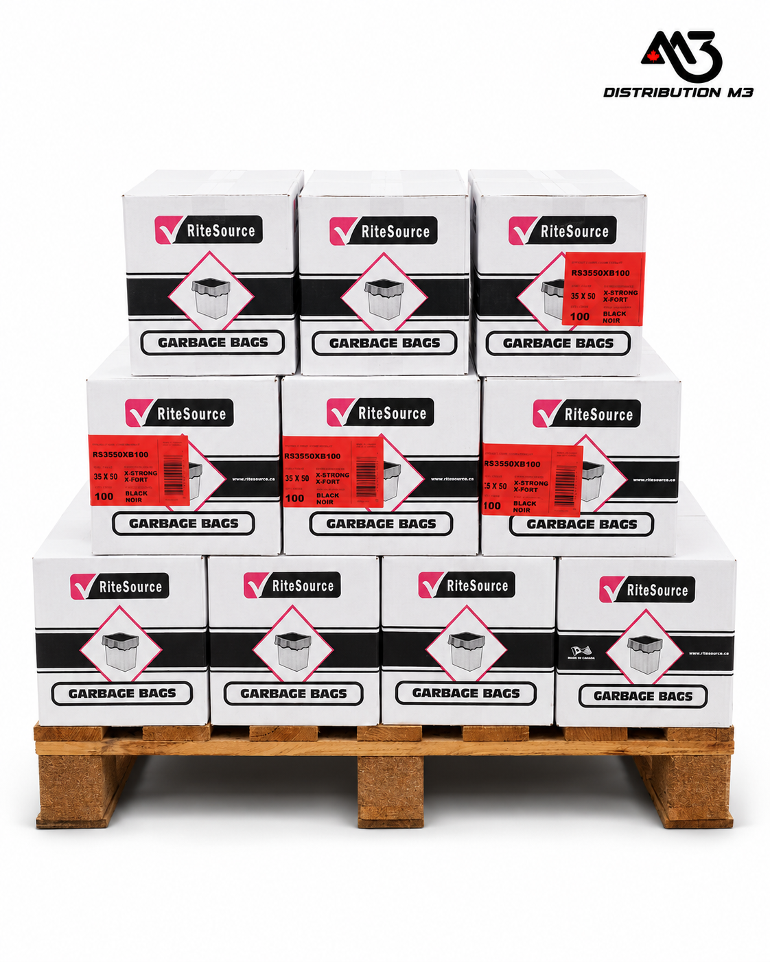 RiteSource black garbage bags 35 x 50 X-Strong, 100 bags per box