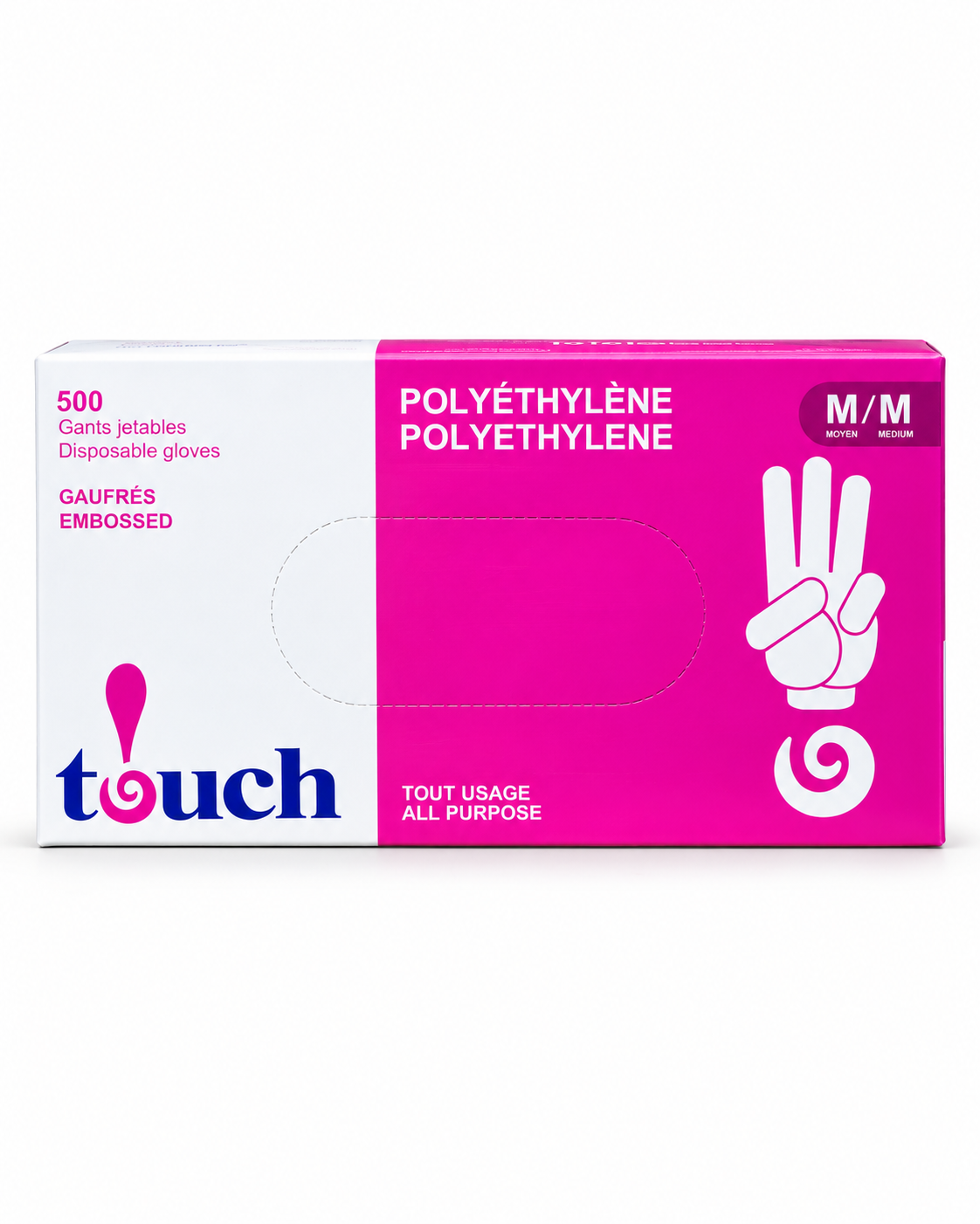 Clear polyethylene disposable gloves by Touch