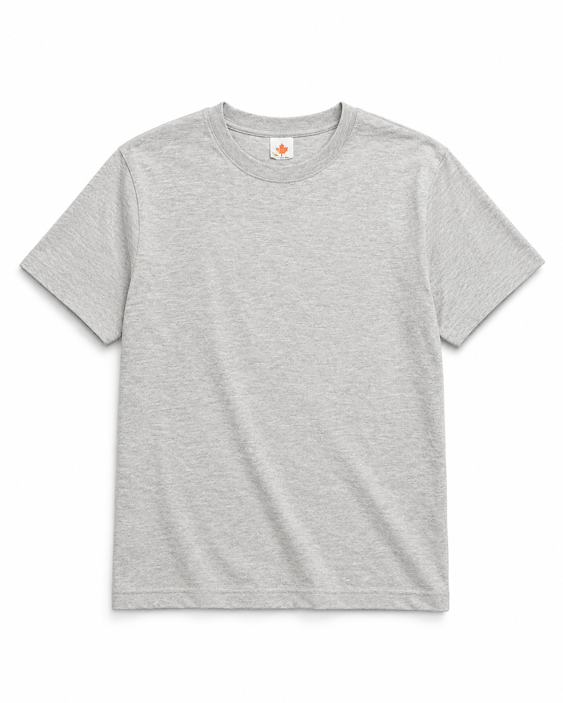 Classic cotton-blend T-shirts in charcoal and grey. Variant alt text: Charcoal classic cotton-blend T-shirt, 60 cotton 40 polyester; Grey classic cotton-blend T-shirt, 60 cotton 40 polyester.