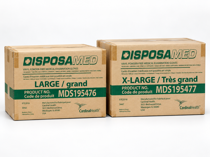 Gants jetables en vinyle sans poudre DisposaMed — 1 000 gants par carton
