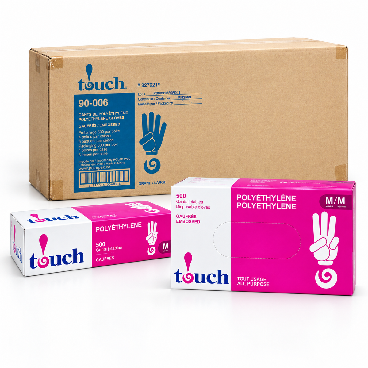 Touch embossed polyethylene disposable gloves 500 count